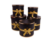 Set 5 cutii rotunde cu funda si inscriptie